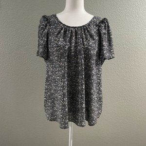 Lauren Conrad Floral Blue Blouse